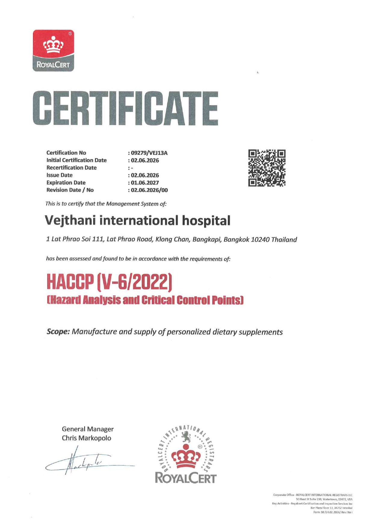 HACCP – Hazard Analysis and Critical Control Point